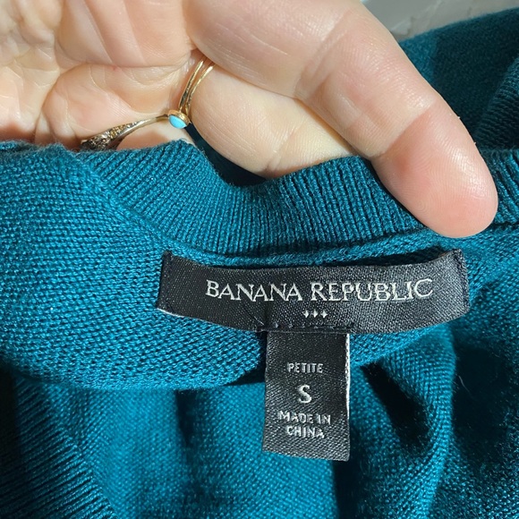 BANANA REPUBLIC V-Neck Cardigan Dark Teal Womens Small Petite - Picture 3 of 7